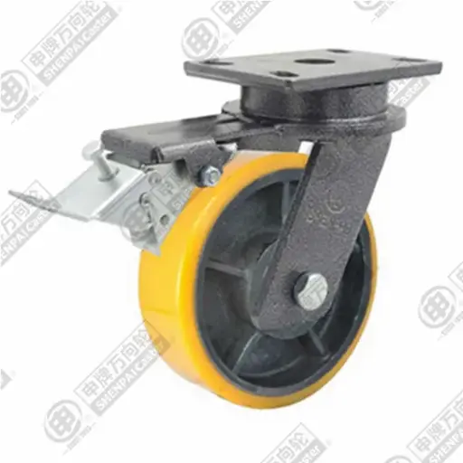 Bánh xe PU chịu tải xoay khóa Shenpai D200, 40A28-1161 